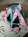 Lot 3 pcs Barrette Xl Cheveux Nœud Kawaii Lolita Rose Bonbon candy décora Girly + 1 pince et 1 chouchou Made In France pièce unique
