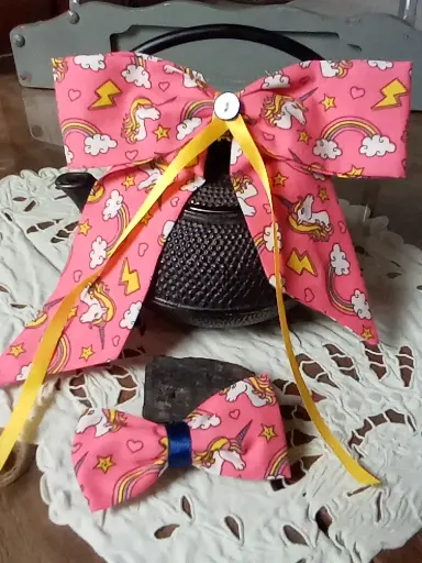 Barrette Cheveux Nœud Xl Kawaii Lolita Licorne + 1 pince ou 1 chouchou assorti  Made In France Pièce Unique