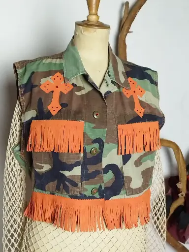 Veste stylé sans manche custom Rock n'Roll Vintage us